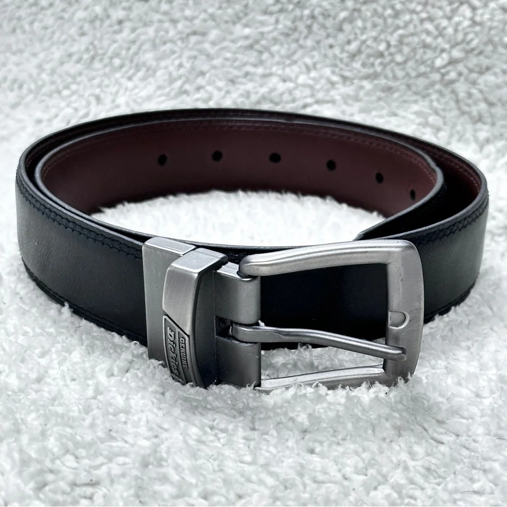 Dickies‎ Mens Belt Reversible Brown Black Leather Size 32 Made in Guatemala NWOT